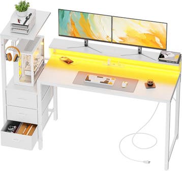 Gaming bureau - Gaming desk - Gaming tafel - 152x50 cm - Wit, Verzenden, Zo goed als nieuw