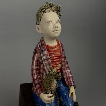 Ida - Boy with dog- hand made