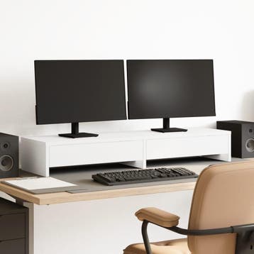 vidaXL Monitorstandaard met lades wit 100x27x15 cm bewerkt, Verzenden, Nieuw
