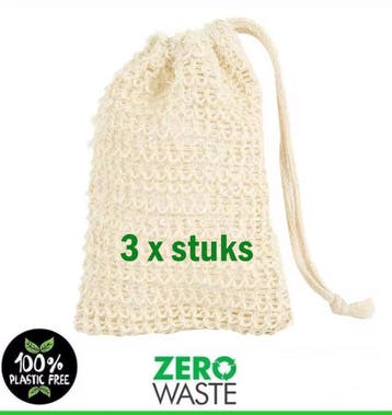 3 x sisal zeep zakjes - ecologisch - natuur product -, Nieuw