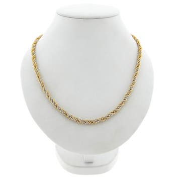 Bicolor gouden gedraaide schakelketting, Sieraden, Tassen en Uiterlijk, Kettingen, Ophalen of Verzenden, Gebruikt, Goud, Goud