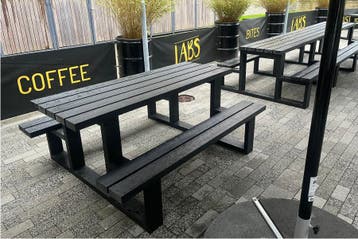 Rockwood® Picknicktafel Beuk - Zwaar Kunststof - Mineral, Ophalen of Verzenden, Nieuw, Rechthoekig, Hout