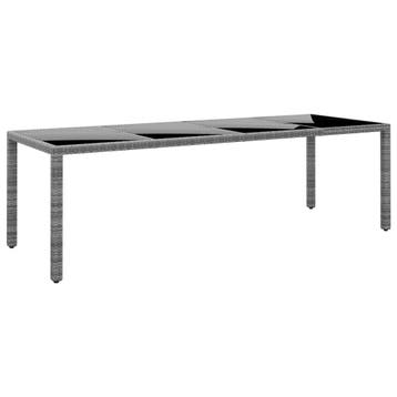vidaXL Tuintafel 250x100x75 cm gehard glas en poly rattan, Verzenden, Nieuw