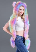 Hood Lila Tye Die Pastel Regenboog Wolf Beer Muts met Sjaal, Ophalen of Verzenden, Nieuw