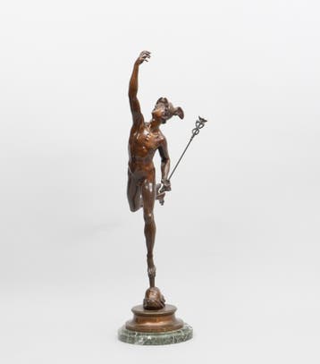 Een bronzen beeld van Hermes, naar Giambologna