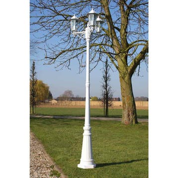 vidaXL Tuinlantaarn Kingston 3-arms 215 cm wit, Tuin en Terras, Buitenverlichting, Verzenden, Nieuw, Aluminium, Staande lamp
