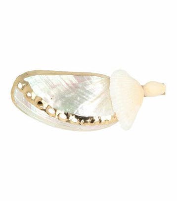Haarspeld Duckklem 8cm – Schelpen Parelmoer – Goud Creme, Nieuw