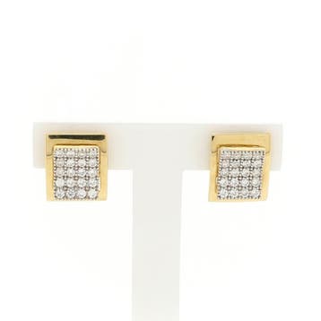 Gouden oorstekers met zirconia (Oorbellen), Sieraden, Tassen en Uiterlijk, Oorbellen, Gebruikt, Overige kleuren, Ophalen of Verzenden