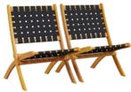 Set van 2 Opvouwbare Tuinstoelen – Acaciahouten Olefine Stof, Verzenden, Nieuw