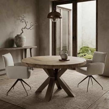 Ronde eettafel suarhout | Spinvoet - 140cm | World of Brosi, Huis en Inrichting, Tafels | Eettafels, Ophalen of Verzenden, Nieuw