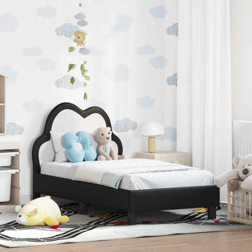 vidaXL Peuterbedframe met hoofdbord Zwart 70 x 140 cm PU, Huis en Inrichting, Verzenden, Nieuw, Zwart