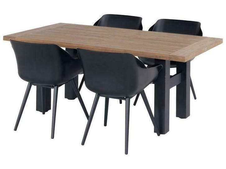 hartman tuinset sophie studio zwart met yasmani tafel 180, Tuin en Terras, Tuinsets en Loungesets, Eettafel, Stoel, 4 zitplaatsen
