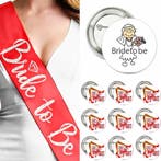 Bride to Be set met sjerp en buttons 14-delig voor 9,95!, Verzenden, Nieuw, Feestartikel, Geboorte of Huwelijk