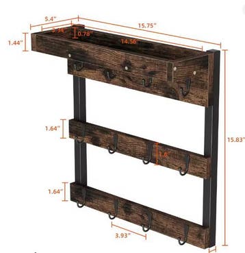 Wandgemonteerde Houten Koffiemokhouder – 12 Haken, Huis en Inrichting, Kasten | Wandmeubels, Verzenden, Nieuw