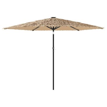 vidaXL Parasol met LEDs en stalen paal 288x288x225 cm bruin, Verzenden, Nieuw, 2 tot 3 meter