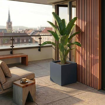 Plantenbak Vaargel buiten bloembak 60x60x60 cm antracietgrij, Tuin en Terras, Verzenden