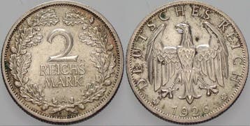 2 Reichsmark 1926 A Kleinmunten Weimarer Republik Weimare..., Verzenden