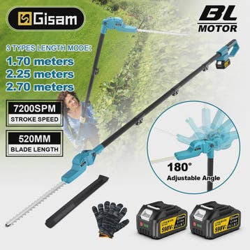 Gisam Telescopische Heggenschaar - Snoerloos, Borstelloos, 7, Verzenden, Nieuw