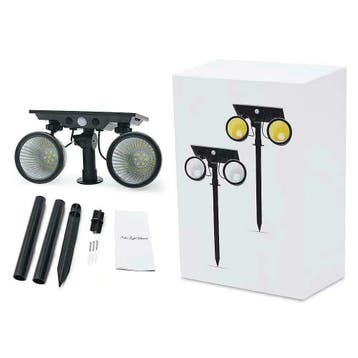 Solar priklamp Vision met twee spots en 5 lichtstanden, Zonne-energie, Kunststof, Verzenden, Staande lamp
