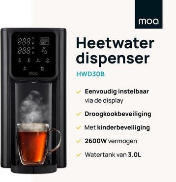 2dekans | MOA Heetwaterdispenser – Instelbare Temperatuur –, Ophalen of Verzenden, Zo goed als nieuw