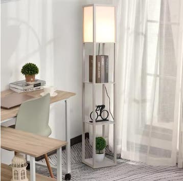 Staande Lamp met 3 Planken – Houten Vloerlamp met Opbergruim, Verzenden, Nieuw