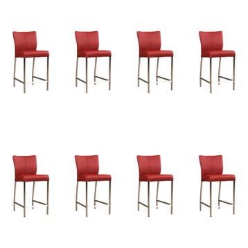 Set van 8 Leren barkrukken Revolt laag - Toledo Red (rood), Ophalen of Verzenden, Nieuw, Leer