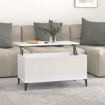 vidaXL Salontafel 90x44,5x45 cm bewerkt hout hoogglans wit, Minder dan 50 cm, 50 tot 100 cm, Verzenden, Nieuw