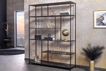 Moderne boekenkast SLIM LINE 185x135cm grafiet metalen frame, Ophalen of Verzenden, Nieuw