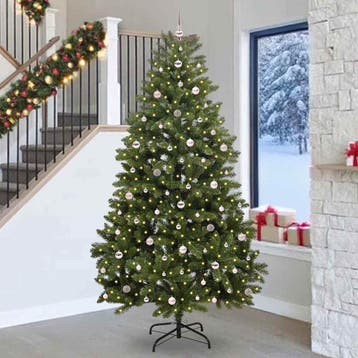 vidaXL Kunstkerstboom 270 cm 300 LEDs Warmwit PVC en staal, Verzenden, Nieuw