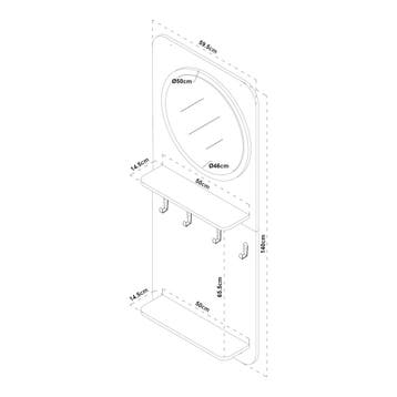 Wandkapstok Helsinge met spiegel en planken 140x59,5x16 cm z, Huis en Inrichting, Kasten | Kledingkasten, Verzenden, Nieuw