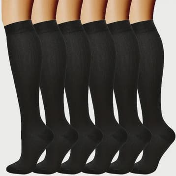 6 Paar Steunkousen - Zwart & Huidskleur - Comfort & Compress, Verzenden, Nieuw