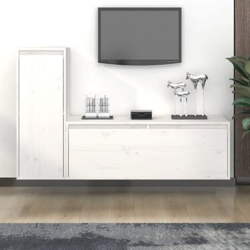 vidaXL Tv-meubelen 2 st massief grenenhout wit, Huis en Inrichting, Kasten | Televisiemeubels, 100 tot 150 cm, Verzenden, Nieuw