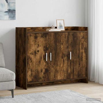 vidaXL Dressoir Gerookt eiken 98,5 x 33 x 80 cm Bewerkt hout, Huis en Inrichting, Kasten | Dressoirs, Verzenden, Nieuw, Overige houtsoorten