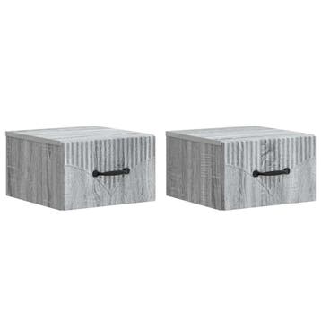 vidaXL Wandbeugel Bedkast 2 pcs Grijs sonoma 34,5 x 33 x 20, Huis en Inrichting, Slaapkamer | Nachtkastjes, Minder dan 45 cm, Verzenden