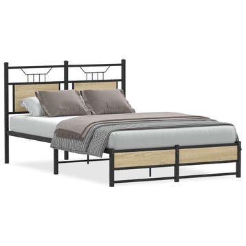 vidaXL Bedframe zonder matras hout sonoma eikenkleurig, Bruin, Verzenden, Nieuw, Twijfelaar