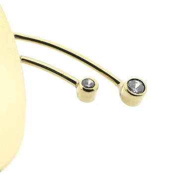 Gouden abstracte broche met zirconia, Gebruikt, Ophalen of Verzenden, Met edelsteen, Goud