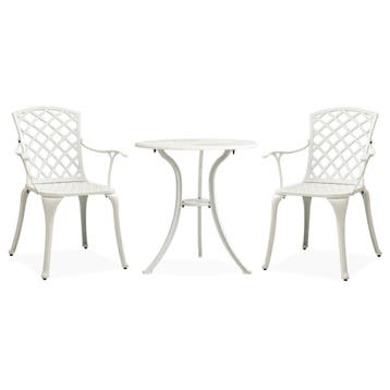 vidaXL 3-delige Bistroset gietaluminium wit, Verzenden, Nieuw, Aluminium, 3 zitplaatsen