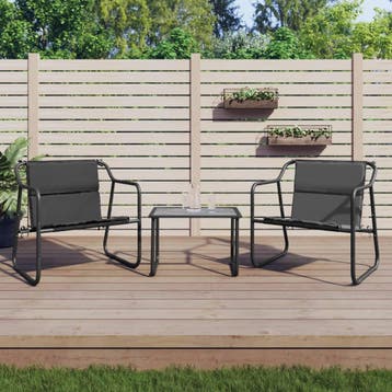 vidaXL 3-delige Loungeset met kussens staal antracietkleurig, Verzenden, Nieuw, Rvs, Loungeset