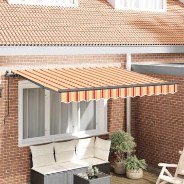 vidaXL Uitschuifbare luifel Geel en Oranje 250 x 200 cm Stof, Verzenden, Nieuw