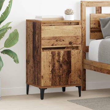 vidaXL Nachtkastje 2 st Oudhout 40 x 35 x 70 cm Bewerkt hout, Minder dan 45 cm, Verzenden, Nieuw, 70 cm of meer