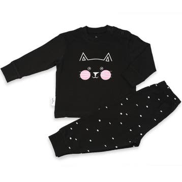 Frogs and Dogs - Pyjama Kitty - Zwart - Maat 140 - Meisjes, Verzenden, Nieuw, Meisje