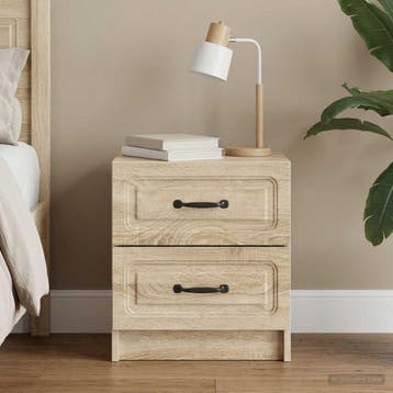 vidaXL Nachtkastje Sonoma Eiken 43 x 34,5 x 44,5 cm Bewerkt, Minder dan 45 cm, Verzenden, Nieuw, Minder dan 55 cm