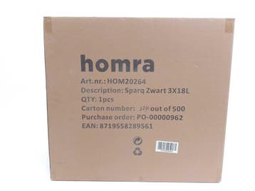 Homra Prullenbak Sparq 54L - Zwart, Verzenden, Nieuw