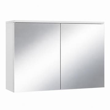 Spiegelkast Toledo 80 x 20 x 60 cm Mat wit Badkamerkast, Huis en Inrichting, Verzenden, Nieuw, Spiegelkast