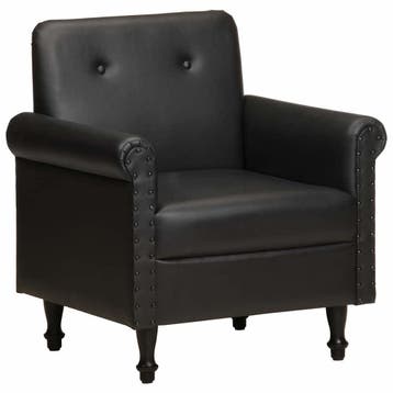 Fauteuil Buffelleer Zwart | Tweedekansje | OP=OP, Luxe en stijlvol, Minder dan 75 cm, Leer, Ophalen of Verzenden