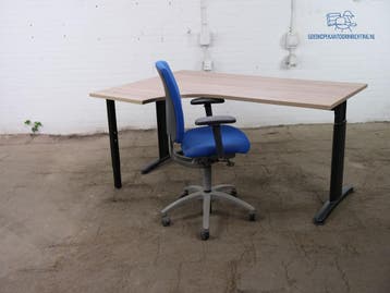 Wingbureau 180x120 cm – Robson eiken, zwart frame, handmatig, Overige typen, Gebruikt, Verzenden, Overige merken