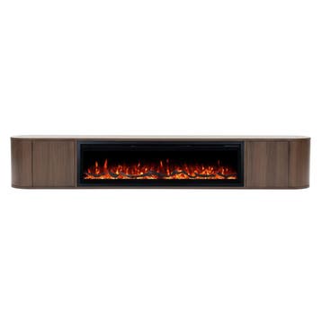 Nova haardmeubel curved zwevend walnut 280 cm, Overige materialen, Nieuw, Ophalen of Verzenden, 200 cm of meer