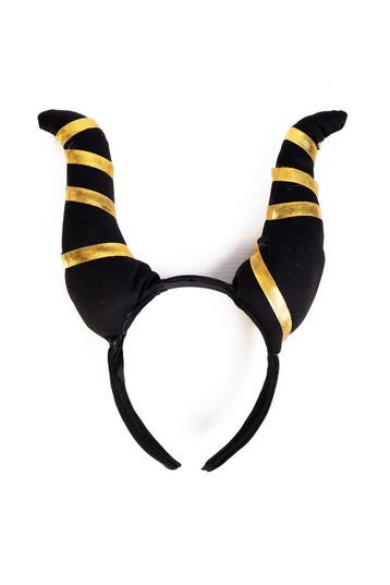 KIMU® Haarband Hoorns Zwart Goud Strepen Duivel Diadeem Stre, Ophalen of Verzenden, Nieuw, Halloween, Accessoires