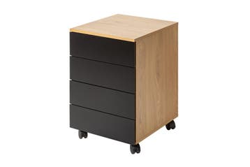 Moderne rolcontainer STUDIO 40cm zwart eikenlook 4 lades -, Ophalen of Verzenden, Nieuw