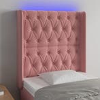 vidaXL Hoofdbord LED 83x16x118/128 cm fluweel roze, Verzenden, Nieuw, Stof